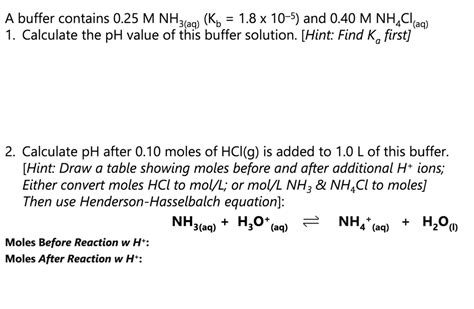 kb for nh3|Solved = 8. Use the Henderson